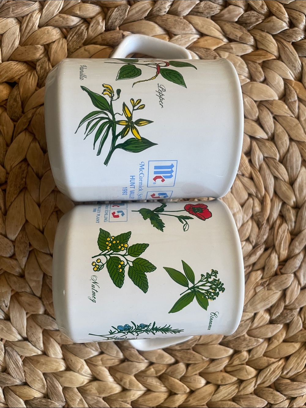 McCormick/Schilling Hunt Valley 1992 Ceramic Mug with Botanical Motif VINTAGE